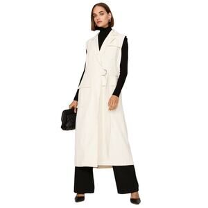 Marina Moscone Long Wrap Vest White M